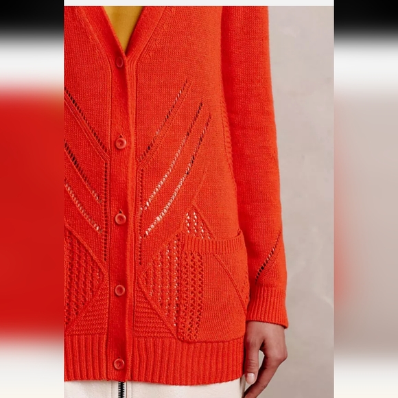 Moth Anthropologie Red Cardigan Cashmere Blend - Picture 2 of 11